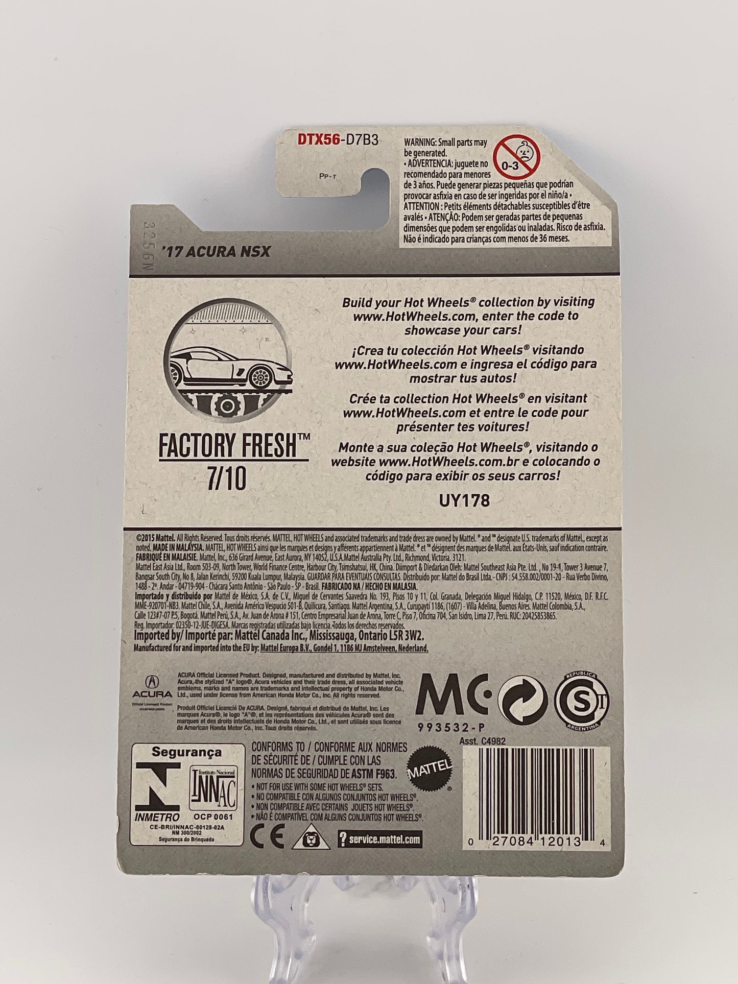 Hot Wheels Mainline '17 Acura NSX Factory Fresh 7/10