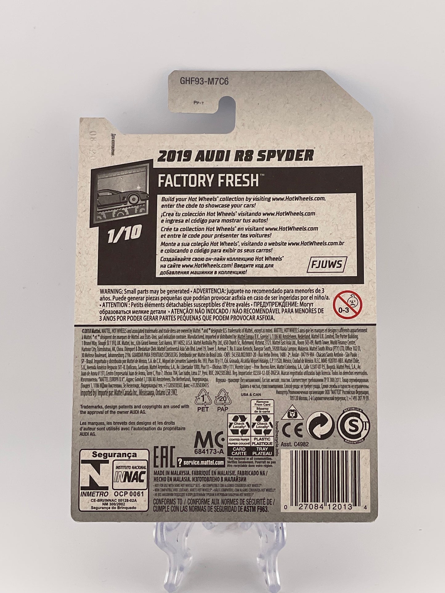 Hot Wheels Mainline 2019 Audi R8 Spyder Factory Fresh 1/10