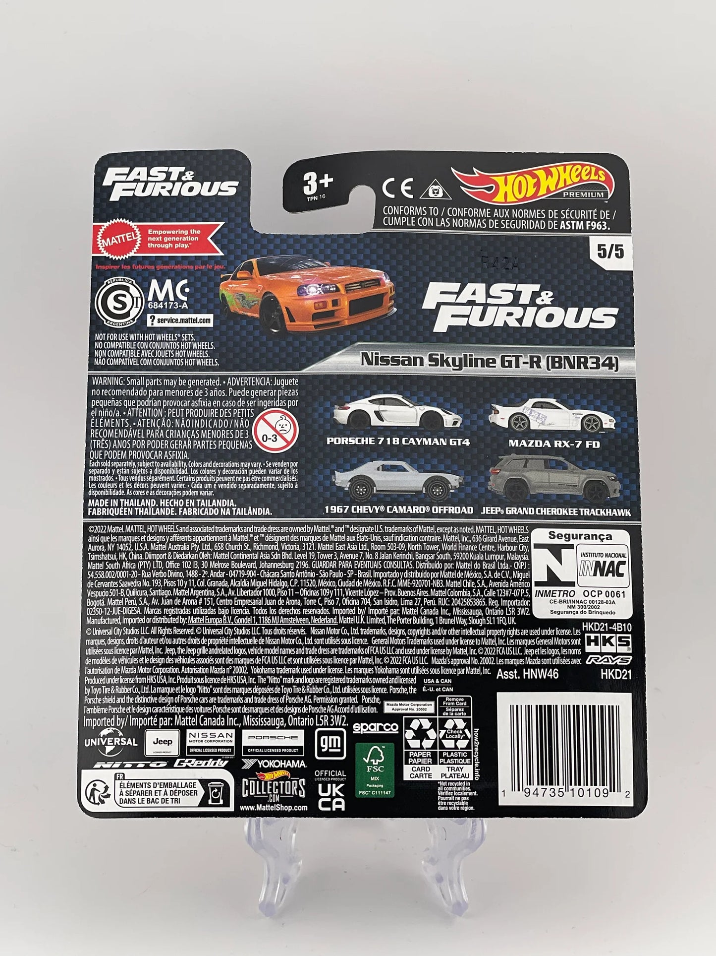 Hot Wheels Premium Fast & Furious 5/5 Nissan Skyline GT-R (BNR34)