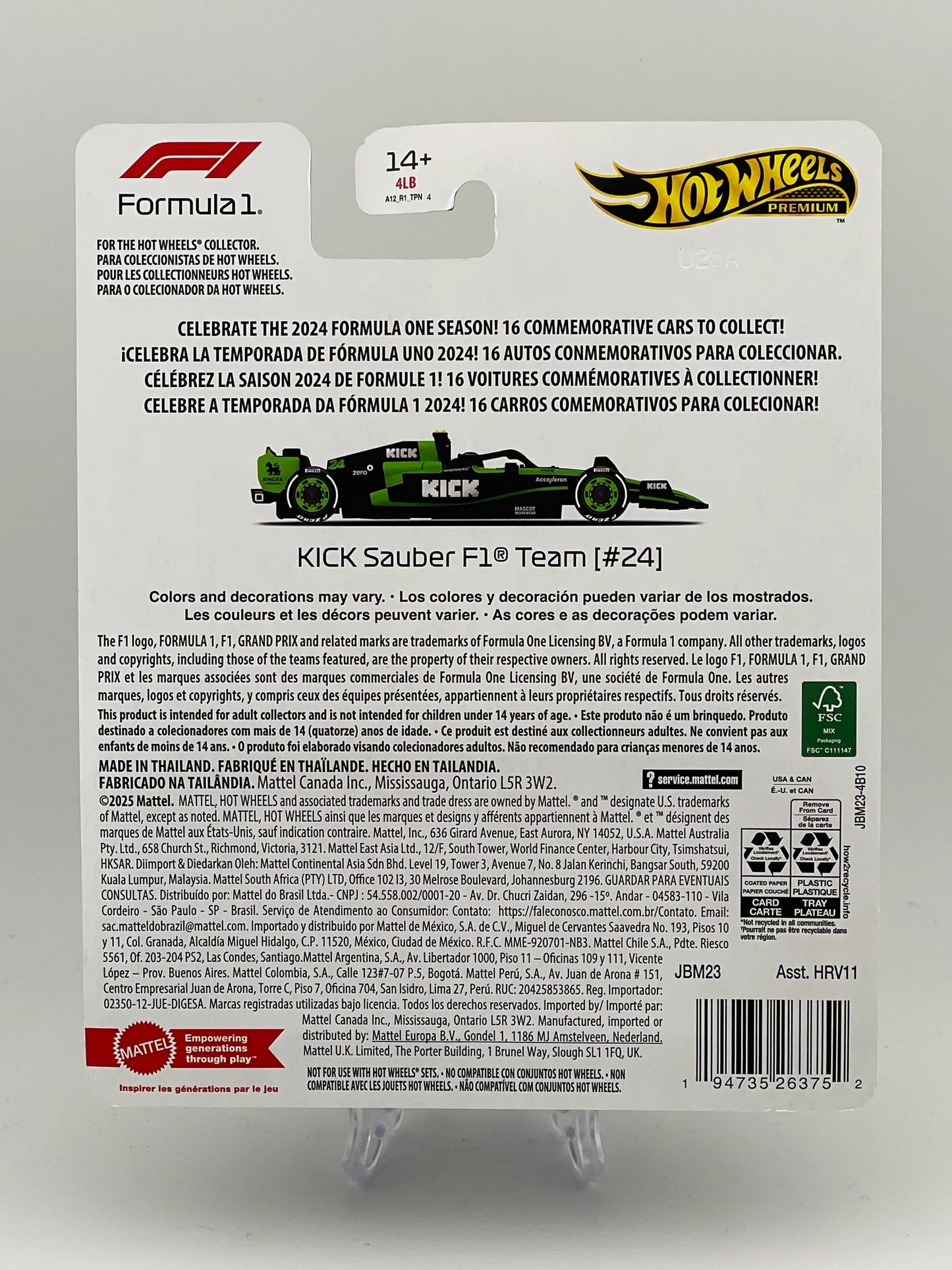 Hot Wheels Premium Formula 1 2024 Kick Sauber F1 Team (#24)